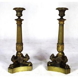 Pair Of Candlesticks, Restoration Period, Nineteenth