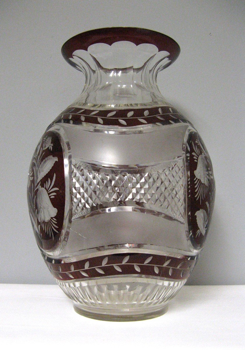 Bohemian Engraved Crystal Vase-photo-2
