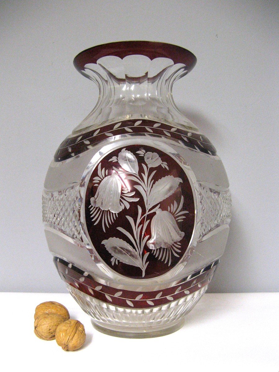 Bohemian Engraved Crystal Vase-photo-3