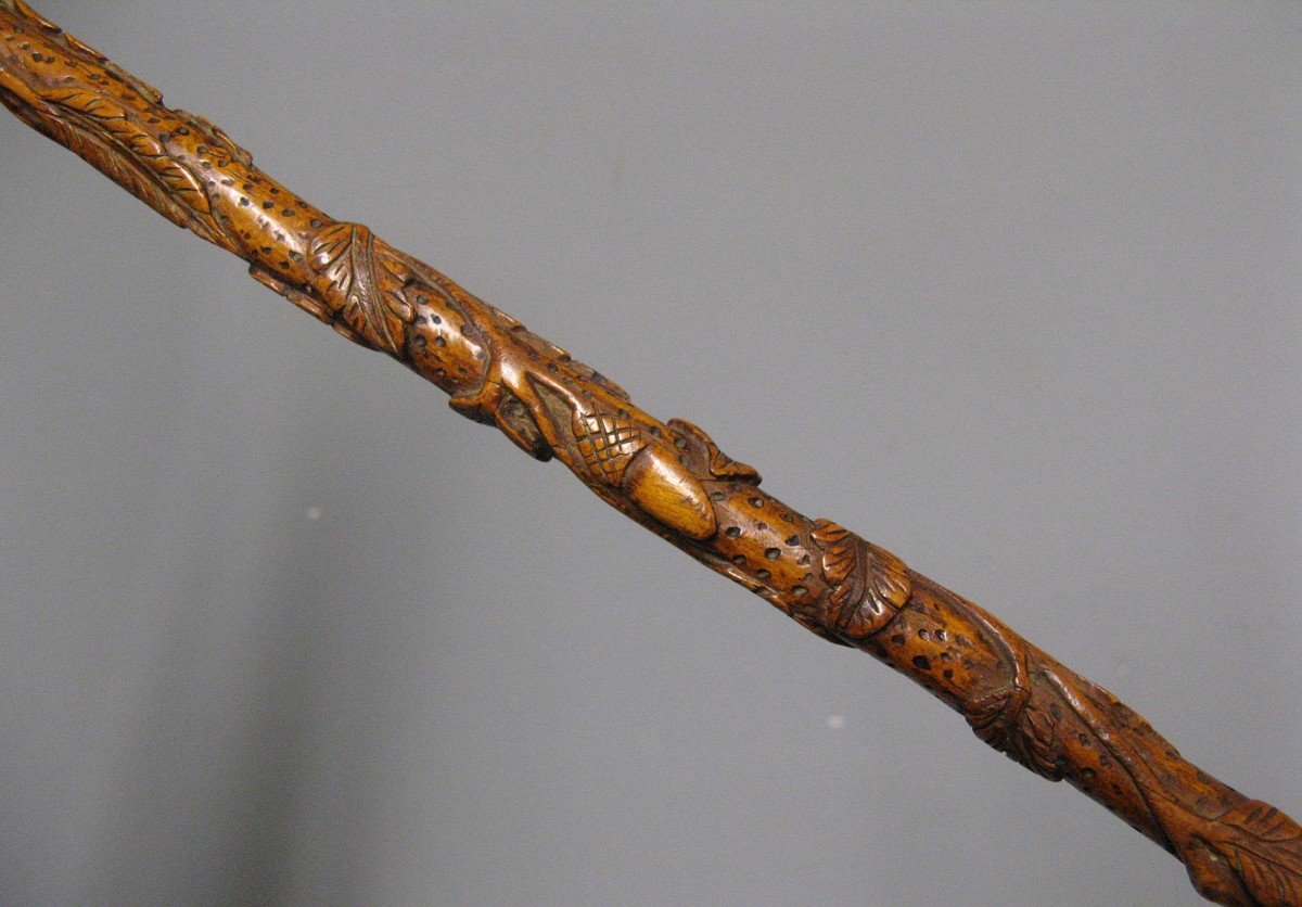 Popular Art Cane In Carved Boxwood.-photo-4