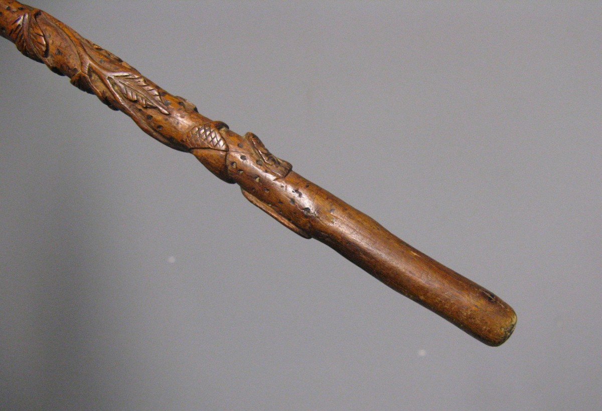 Popular Art Cane In Carved Boxwood.-photo-1