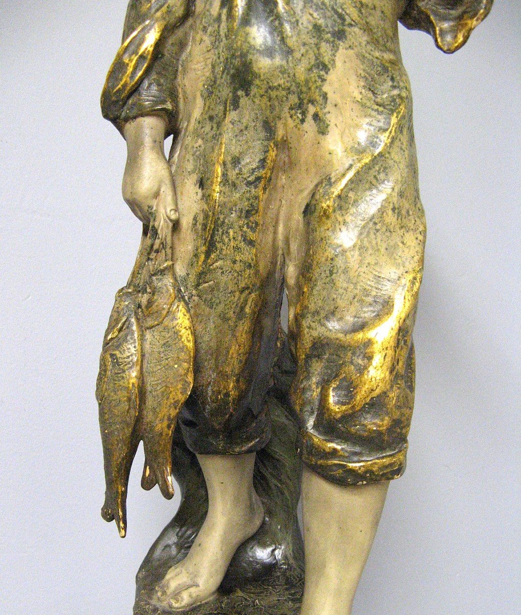 Richard Aurili Terracotta Statue ''the Boy With Fishes''-photo-3