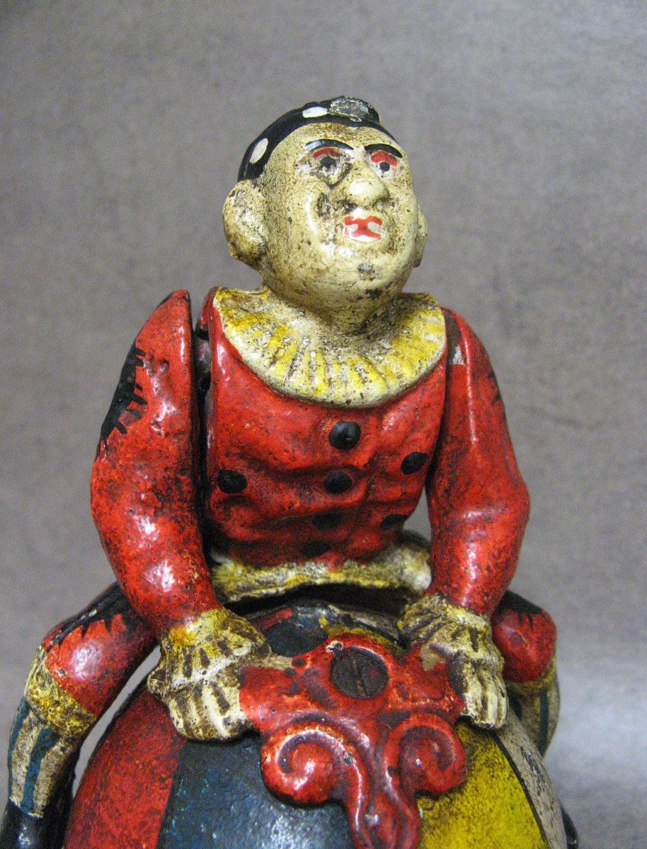 Clown Acrobate Mechanical Piggy Bank Circa 1900.-photo-2