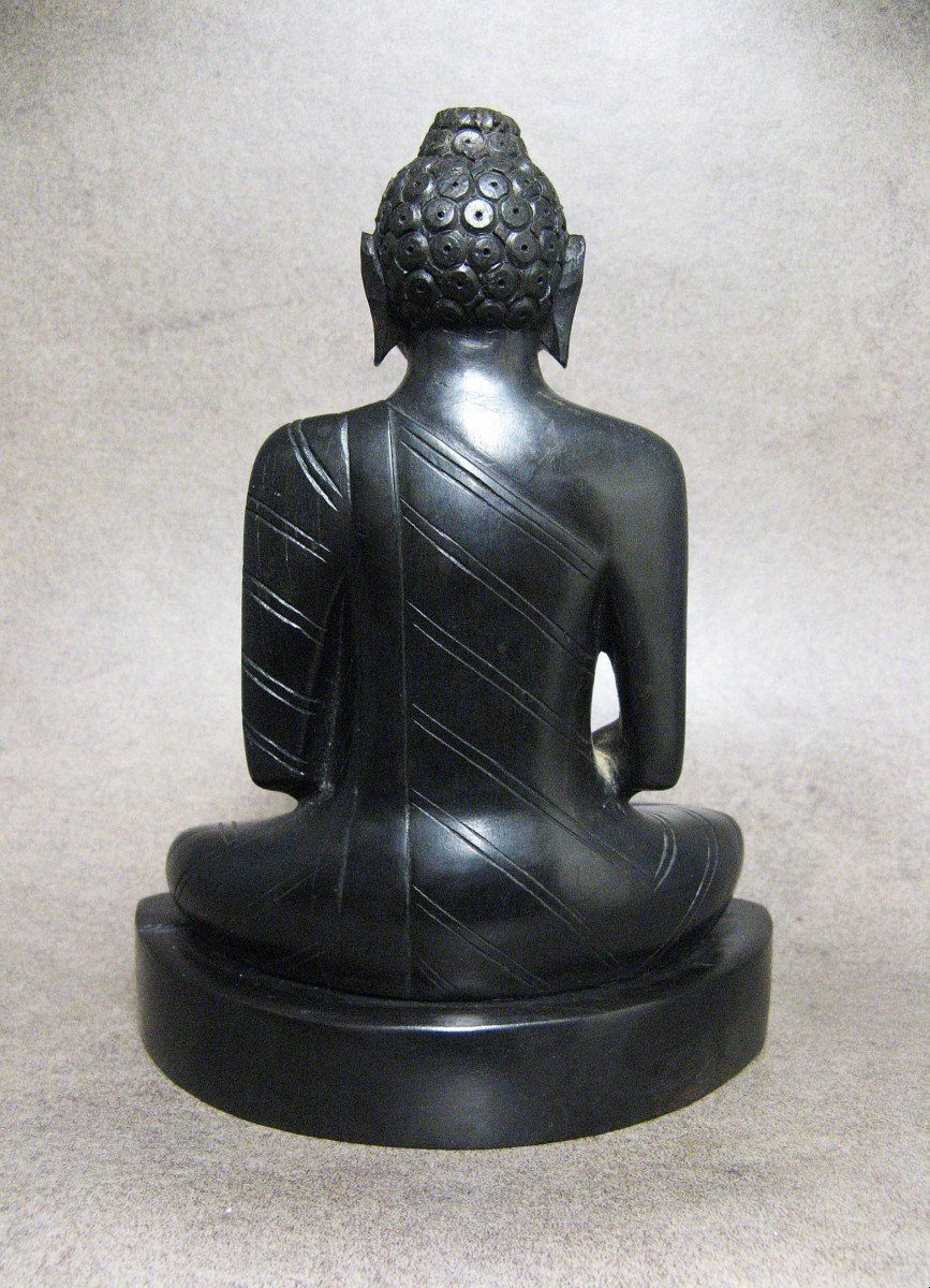 Buddha Dhyana-mudra In Carved Iron Wood.-photo-4