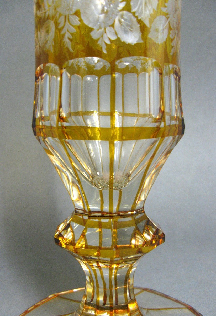 Vase En Cristal De Bohême Taillé Et Gravé Vers 1900.-photo-2