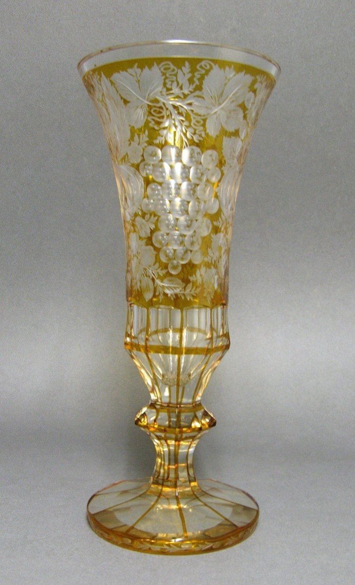 Vase En Cristal De Bohême Taillé Et Gravé Vers 1900.-photo-3