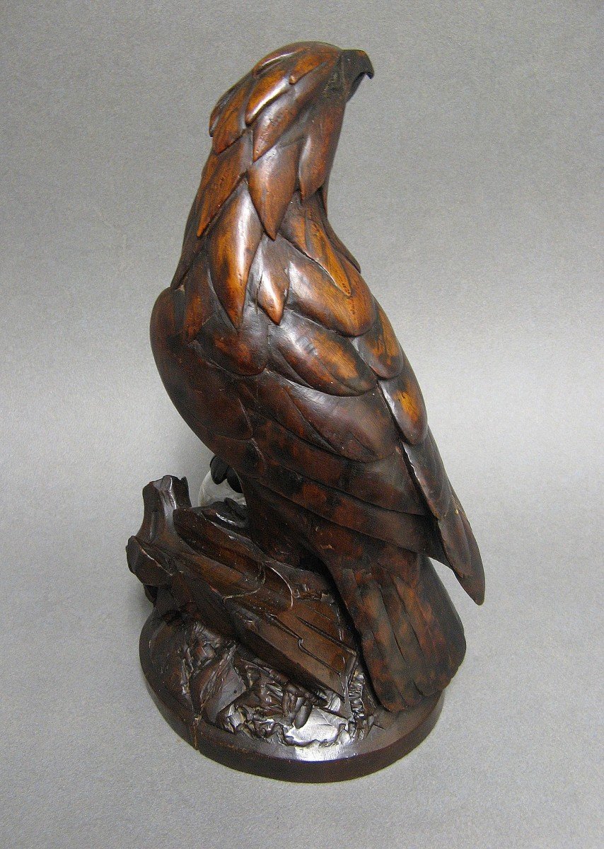 Black Forest Carved Wooden Eagle Desk Inkwell.-photo-4