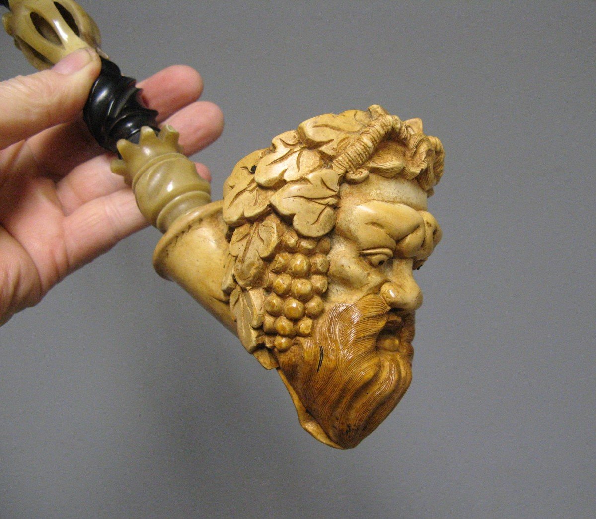 Meerschaum Pipe Representing Bacchus.-photo-2