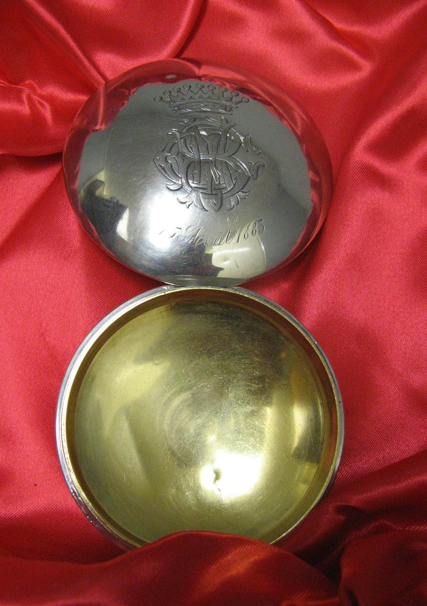 XIXth Vermeil Silver Snuff Box. Count's Crown-photo-3