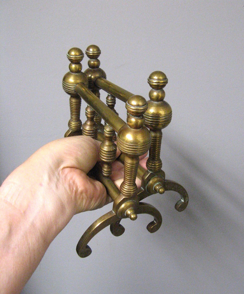 Pair Of Victorian Brass Andirons Or Fire Dogs.-photo-4