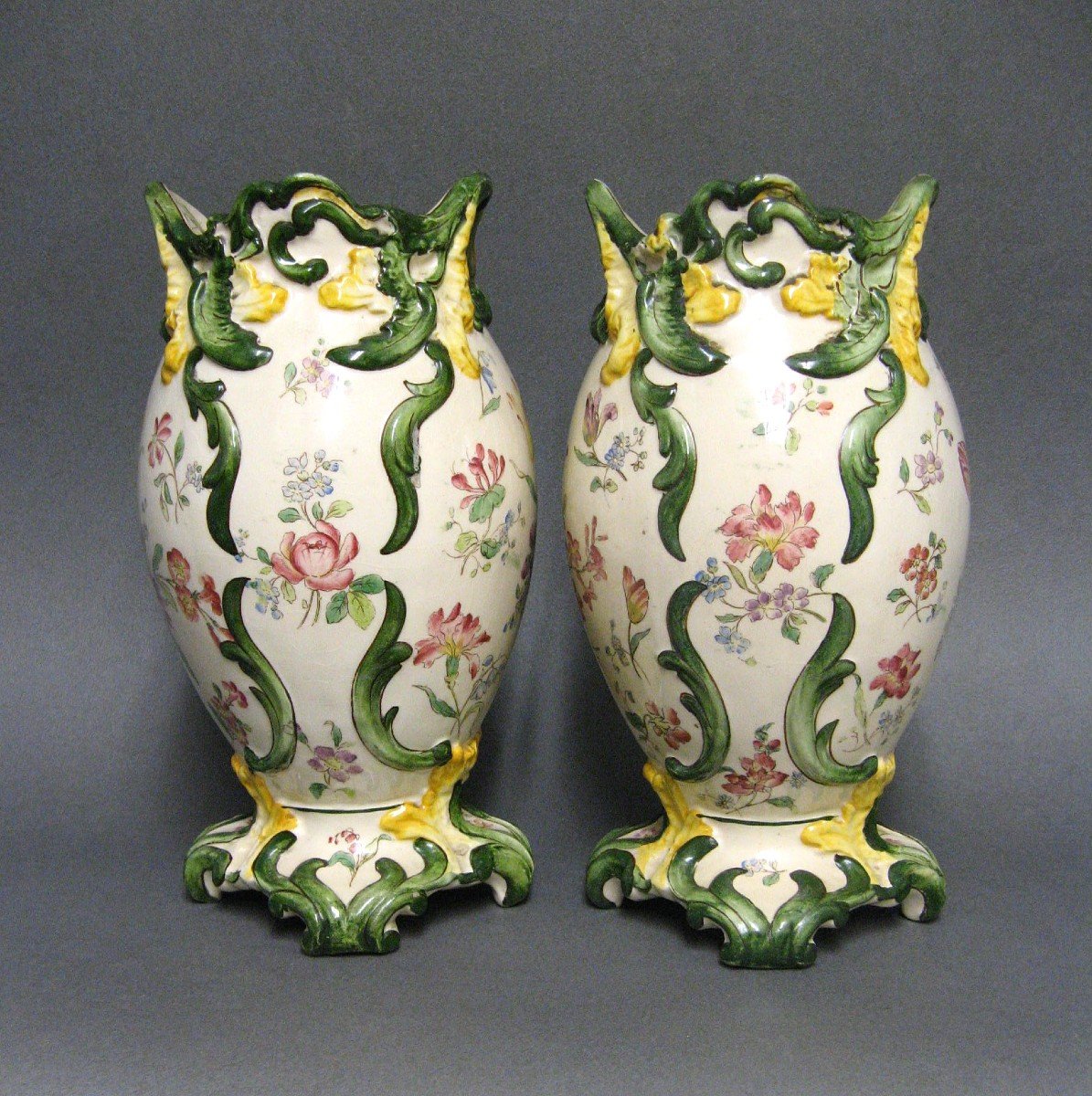Pair Of Longchamp Art Nouveau Earthenware Vases – 1900.-photo-2