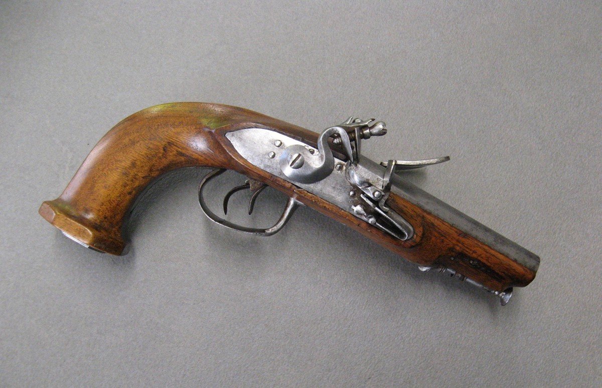 Double Barrel Flintlock Travel Pistol 1st Empire.-photo-2