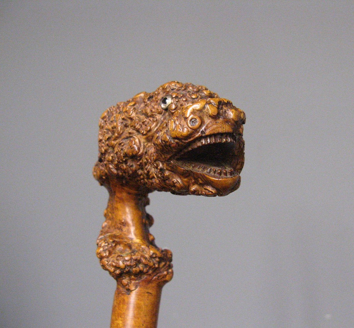 Carved Root Cane. Folk Art Cane With Monster Head.-photo-2
