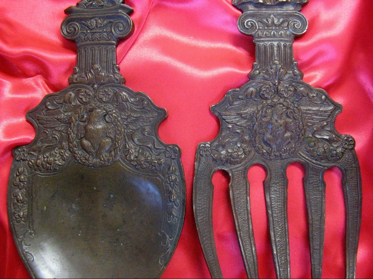 19th Century Bronze Cutlery. Napoleon I And Soséphine.-photo-2
