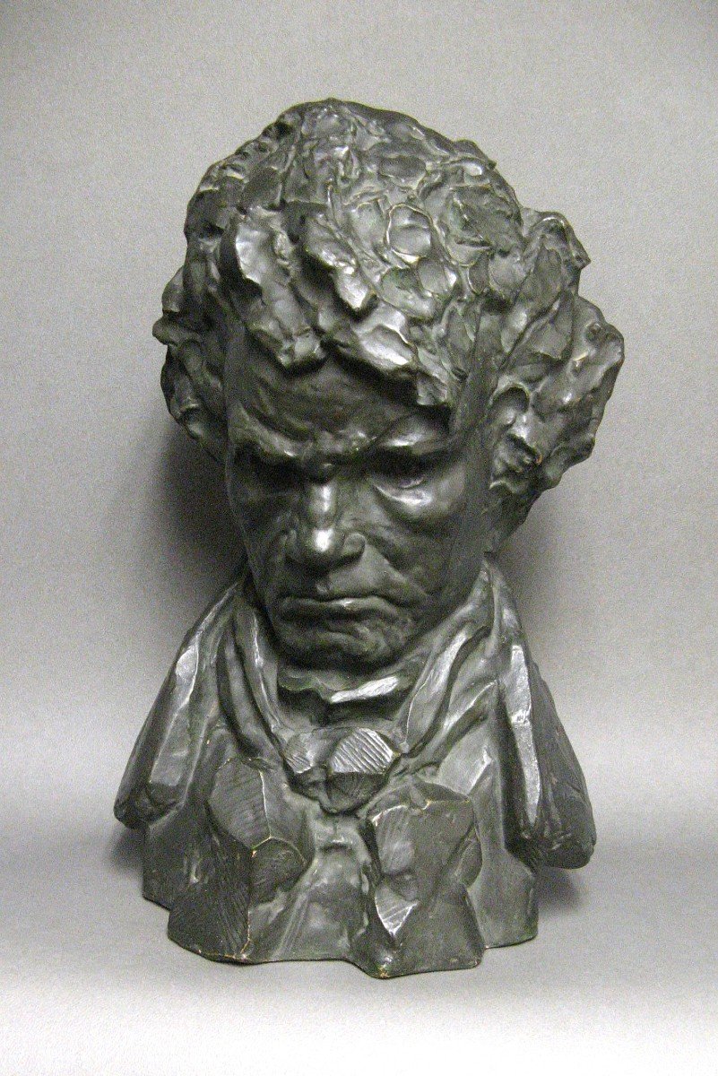 Bust Of Beethoven In Terracotta Signed By P. Joubert Sculptor.-photo-2