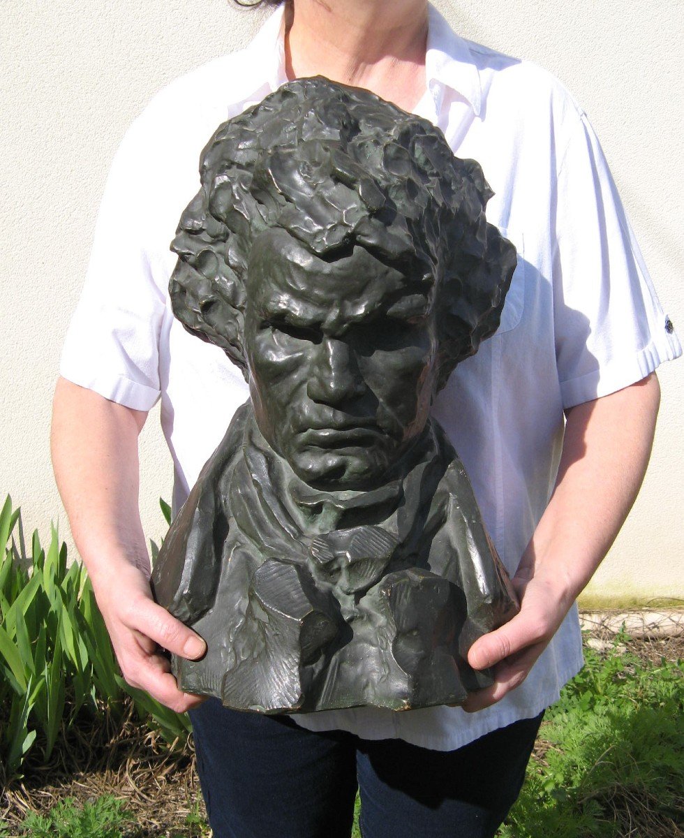 Bust Of Beethoven In Terracotta Signed By P. Joubert Sculptor.-photo-2