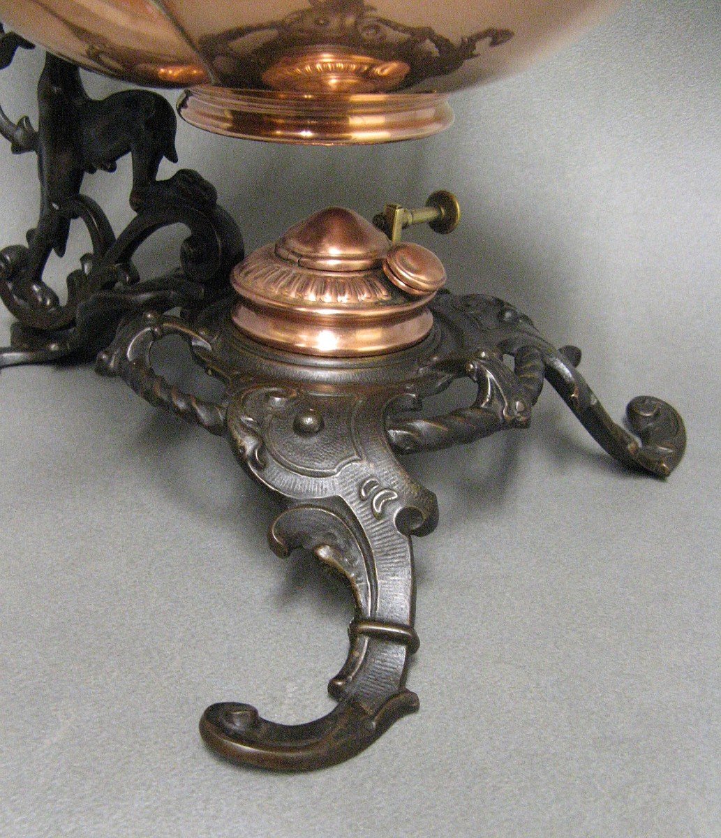 Théière Verseuse Samovar Avec Réchaud Jugendstil Vers 1900.-photo-3