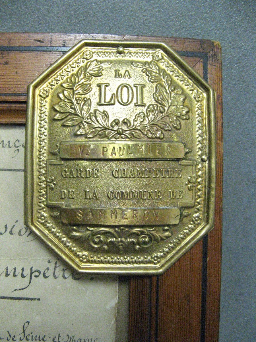 Plaque De Garde Champêtre Et Nomination Datée 1871.-photo-2