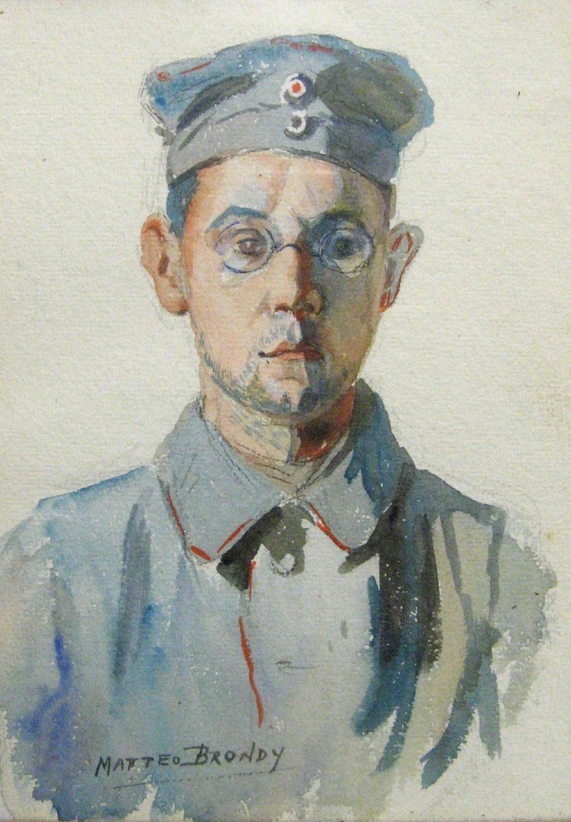 Portrait Of A Young German Soldier By Mattéo Brondy 1915.