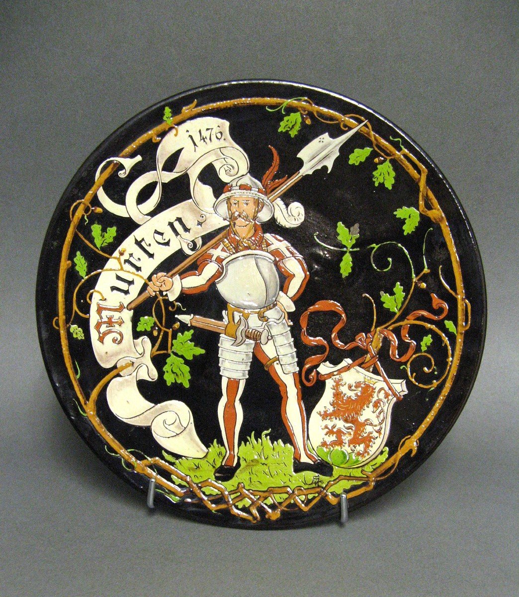 Swiss Ceramics: Large Majolica Dish From Thun.