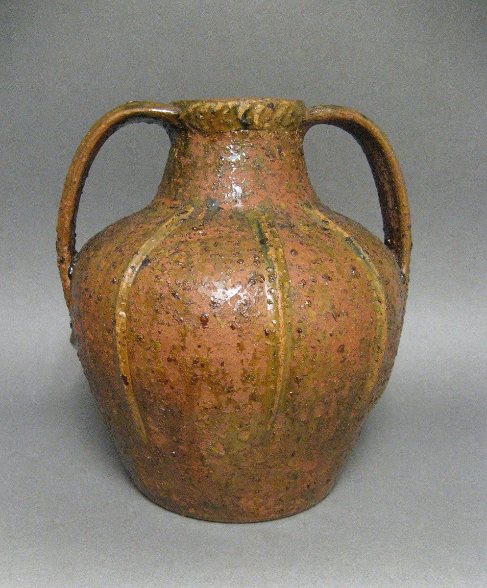 Jug.  Glazed Terracotta Oil Jar.-photo-3