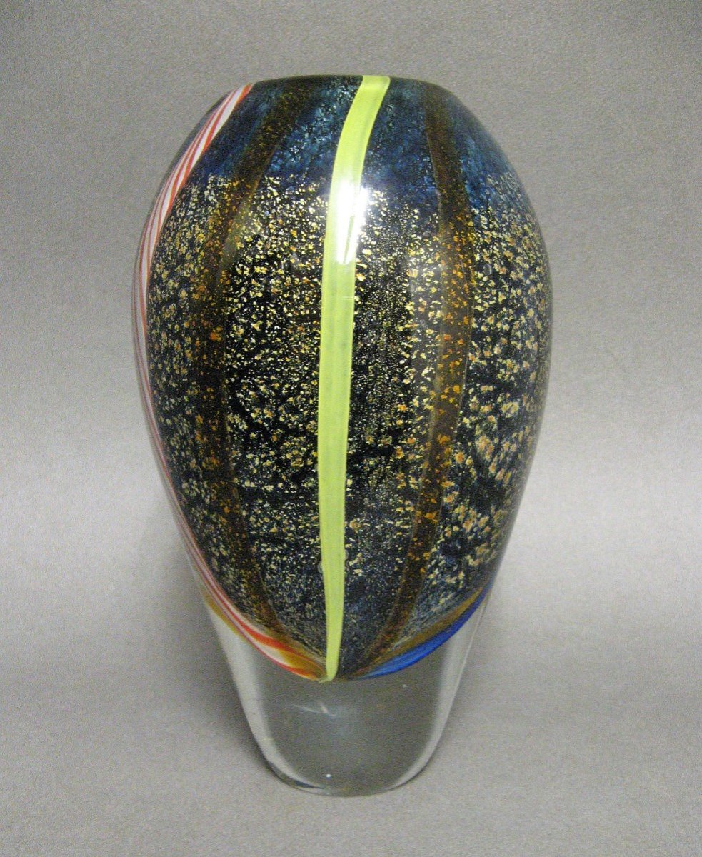 Blown Glass Vase With Gold Glitter Inclusions 4kg.-photo-3