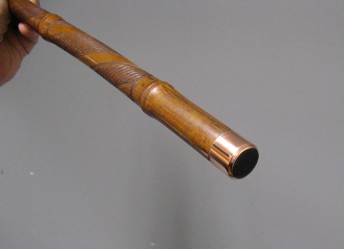 Carved Bamboo Cane. Japan Circa 1900. -photo-1