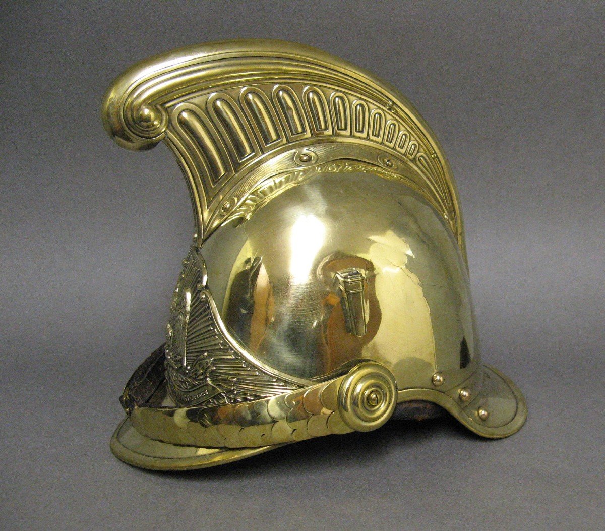 Firefighter Helmet From The Municipality Of Rochefort/loire, Year 1855, Second Empire.-photo-3