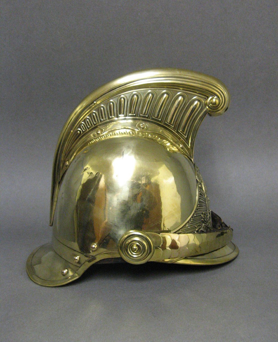 Firefighter Helmet From The Municipality Of Rochefort/loire, Year 1855, Second Empire.-photo-1