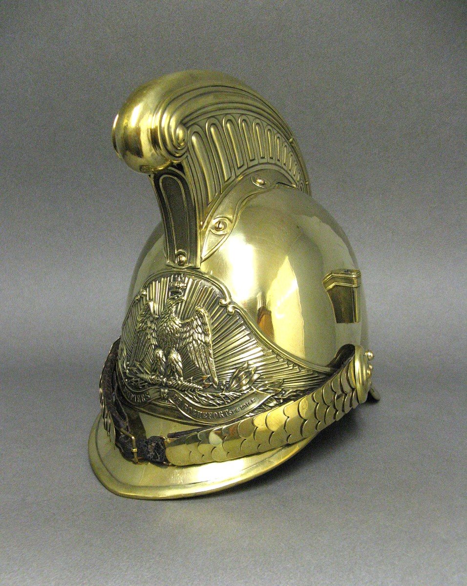 Firefighter Helmet From The Municipality Of Rochefort/loire, Year 1855, Second Empire.