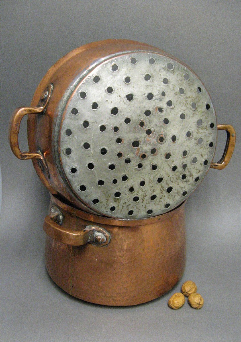 19th Century Hammered Copper Steamer.-photo-2