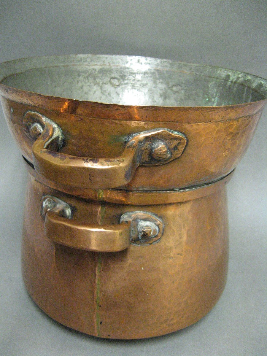 19th Century Hammered Copper Steamer.-photo-3