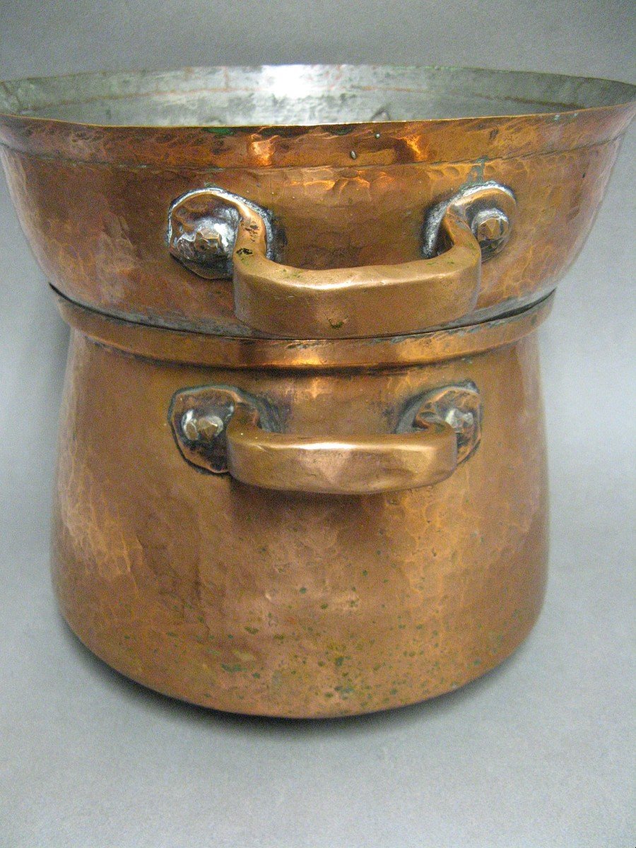 19th Century Hammered Copper Steamer.-photo-4