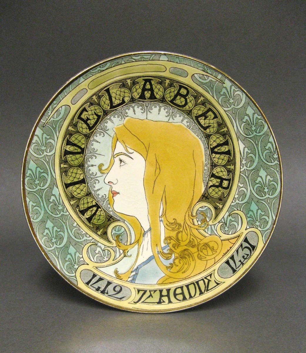 Luneville, Joan Of Arc, Fine Earthenware Plate, 20th Century.