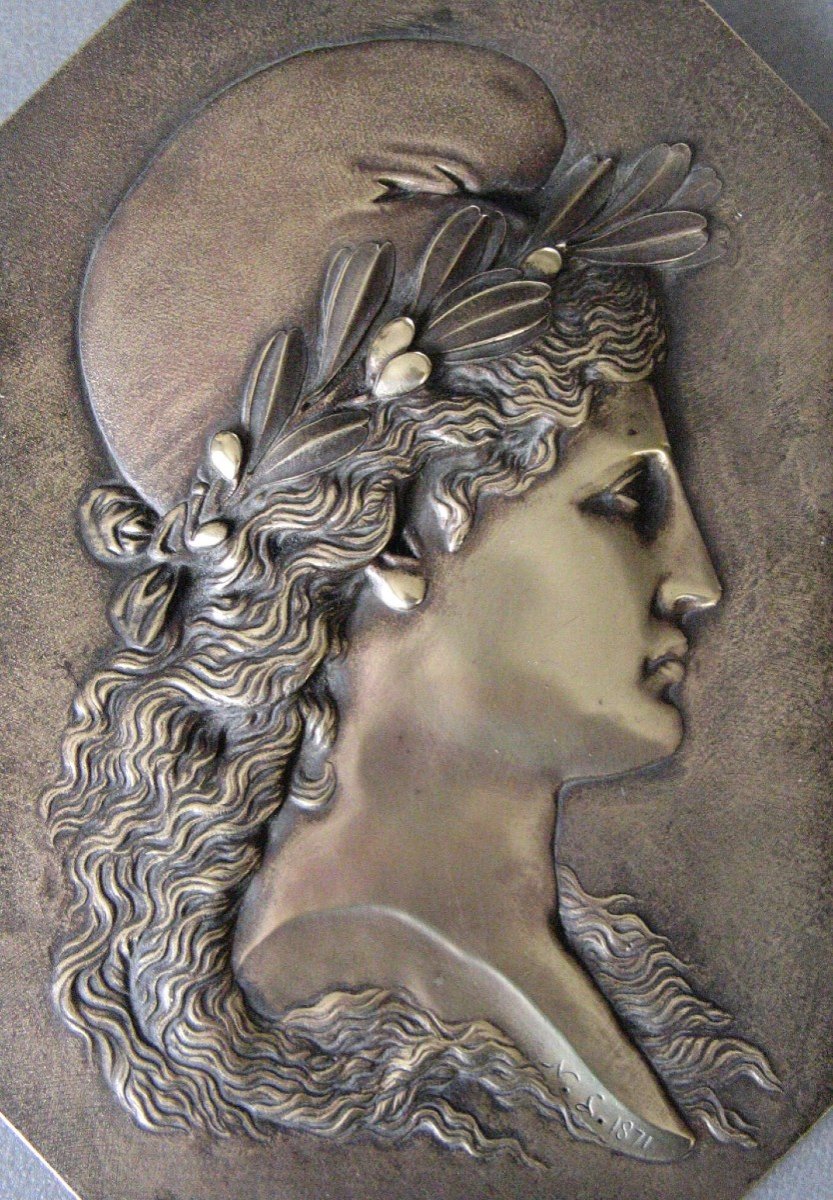 Bronze Bas Relief Marianne III Republic 1871.-photo-2