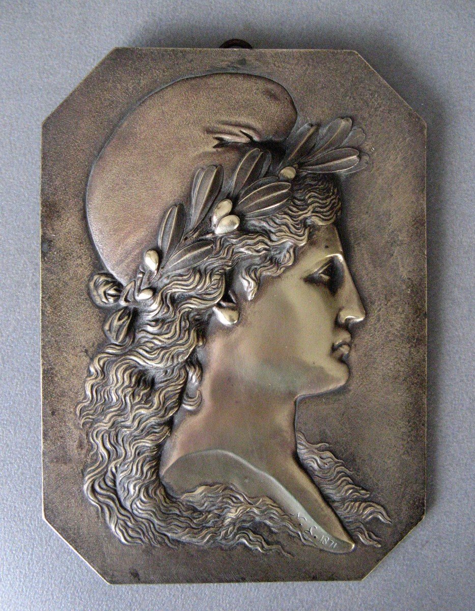 Bronze Bas Relief Marianne III Republic 1871.