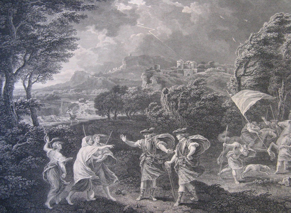 18th Century Strong Water. William Woollett, Francesco Zuccarelli d'Apres. Macbeth And The Witches.