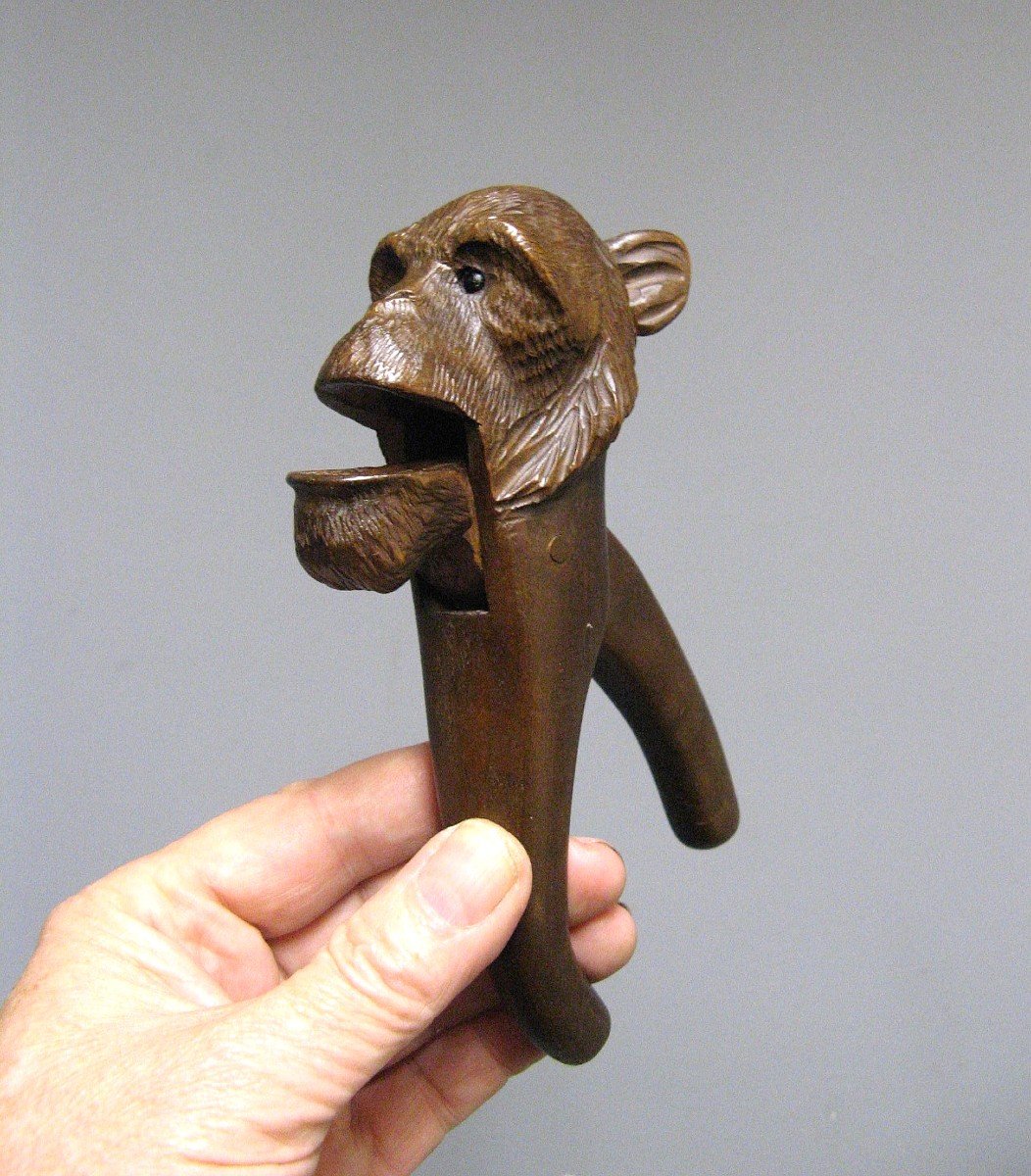 Nutcracker Hazelnut Zoomorphic Sculpture Monkey Head.