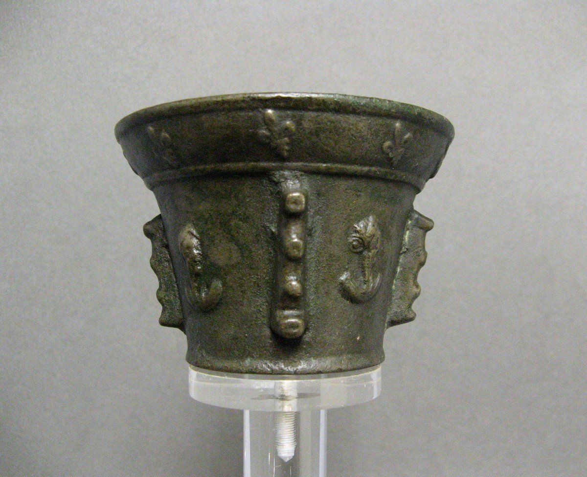 17th Century Bronze Mortar. Fleur De Lys.-photo-4