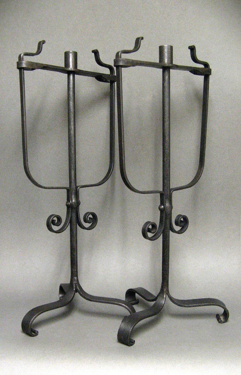 Pair Of Resin Holders Porte Eclat Wrought Iron Candle Holders.