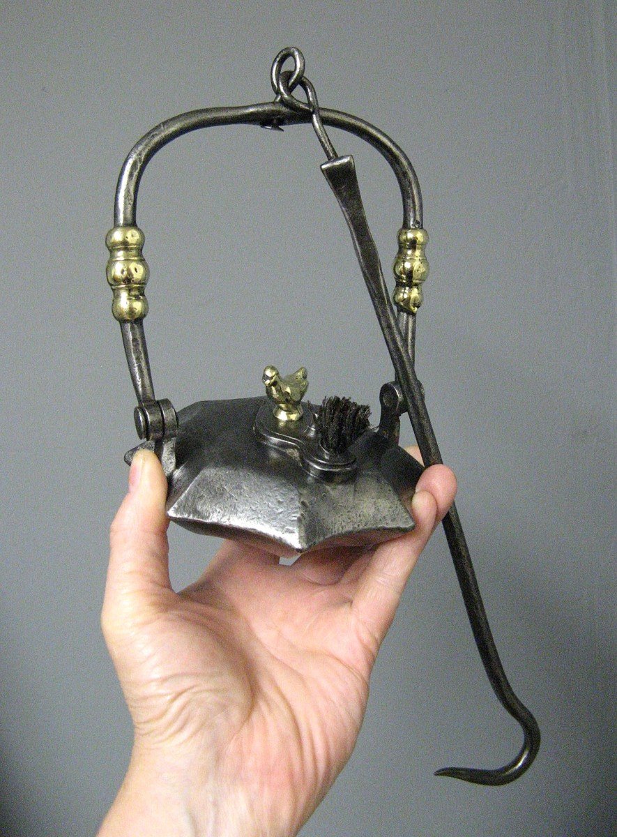 19th Century Miner's Rave Lamp With Sides.