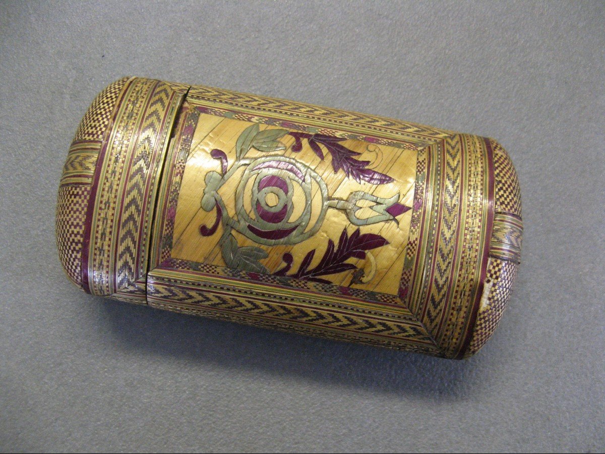 19th Century Straw Marquetry Case.-photo-3