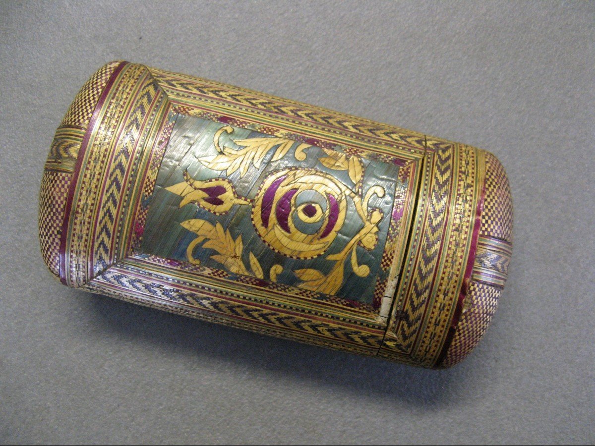 19th Century Straw Marquetry Case.-photo-4