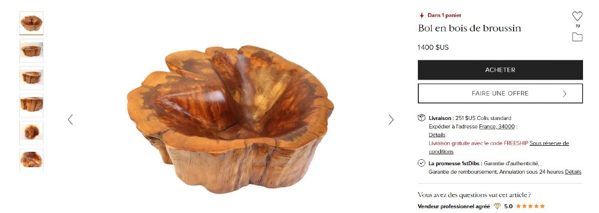 Large Hand Carved Burl Wood Bowl.-photo-3