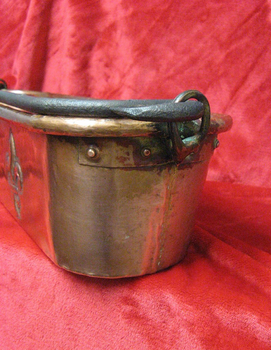 Copper Fishpot 19th Century Charles X. Fleur De Lys.-photo-3