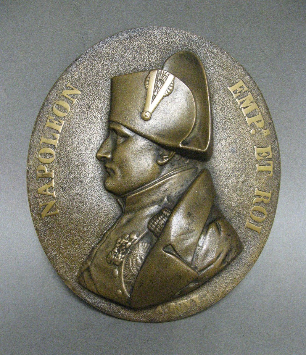 Bronze Wall Plaque With The Image Of Napoleon I From The 19th Century.