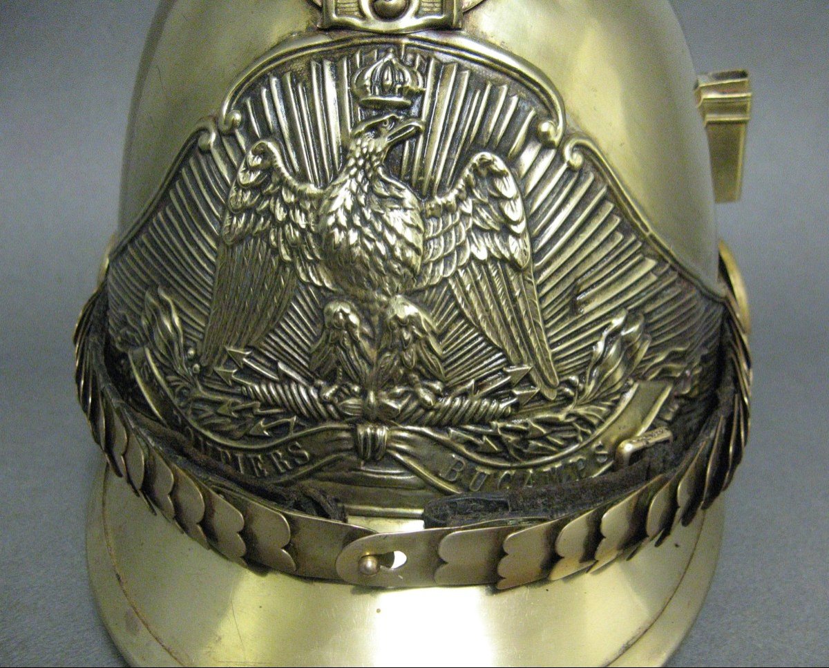 Casque De Sapeur Pompier De La Commune De Bucamps, Mle 1855, Second Empire.-photo-2