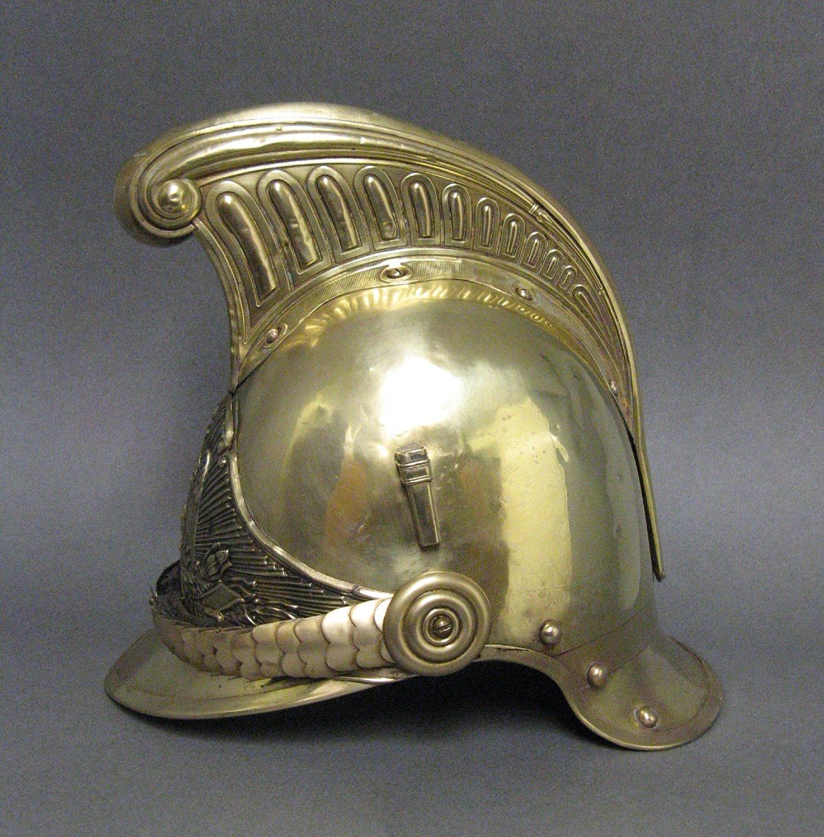 Casque De Sapeur Pompier De La Commune De Bucamps, Mle 1855, Second Empire.-photo-3