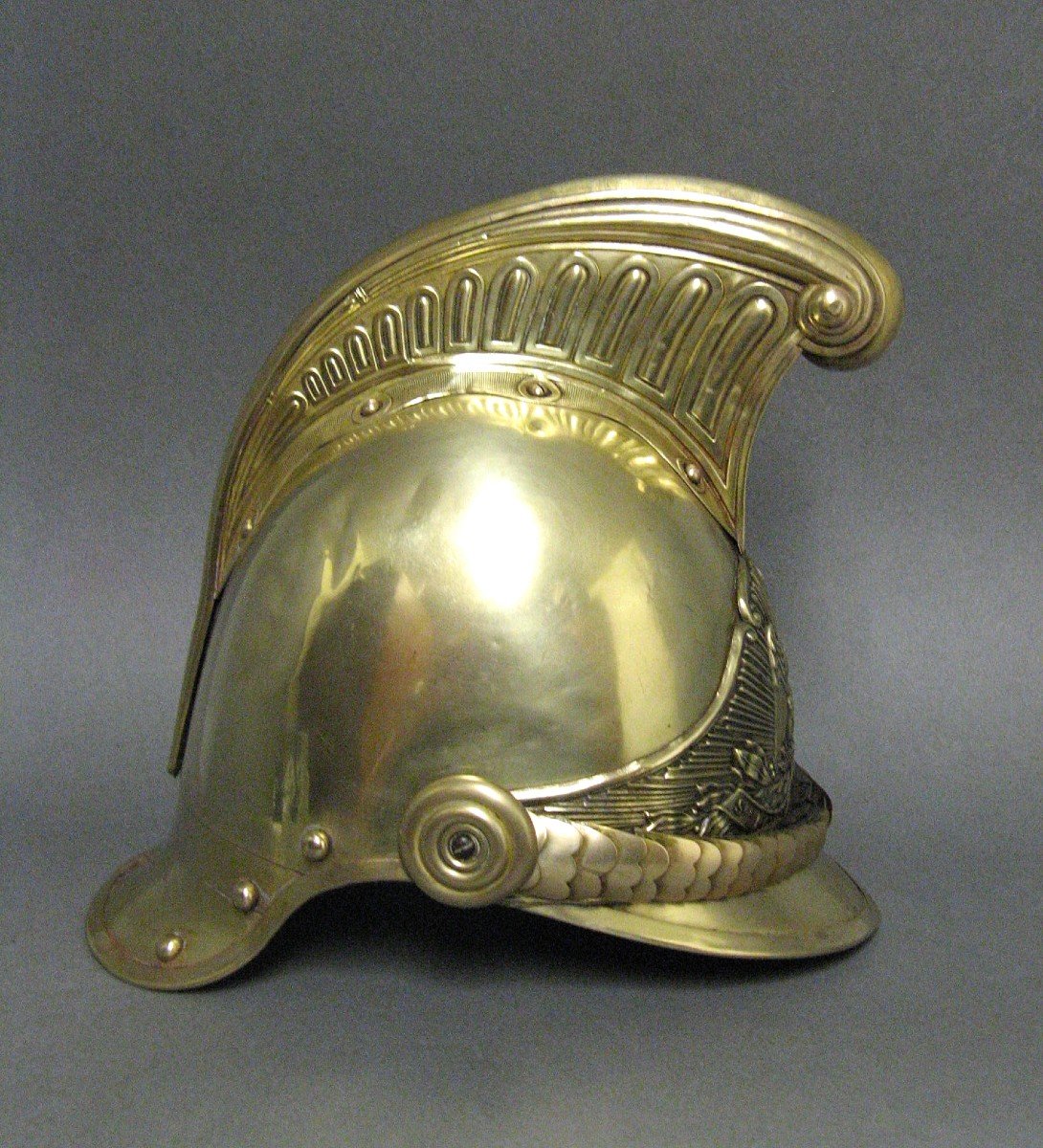 Casque De Sapeur Pompier De La Commune De Bucamps, Mle 1855, Second Empire.-photo-1