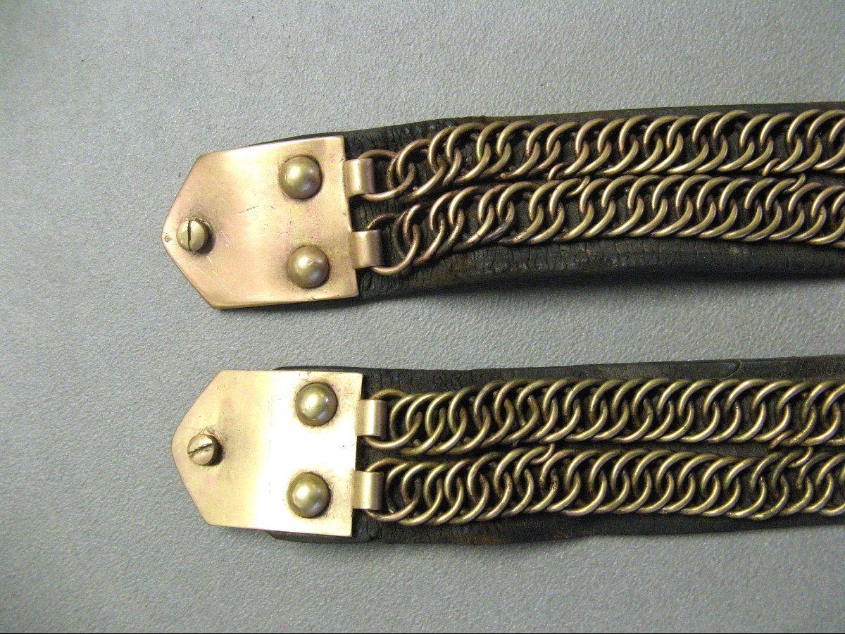 Pair Of 19th Century Cavalry Cuirass Shoulder Straps.-photo-3